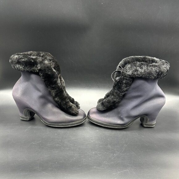 Vintage Womens Galoshes Size 8 Black BF Goodrich USA 1940s Rain Overshoes Heels - Picture 3 of 16